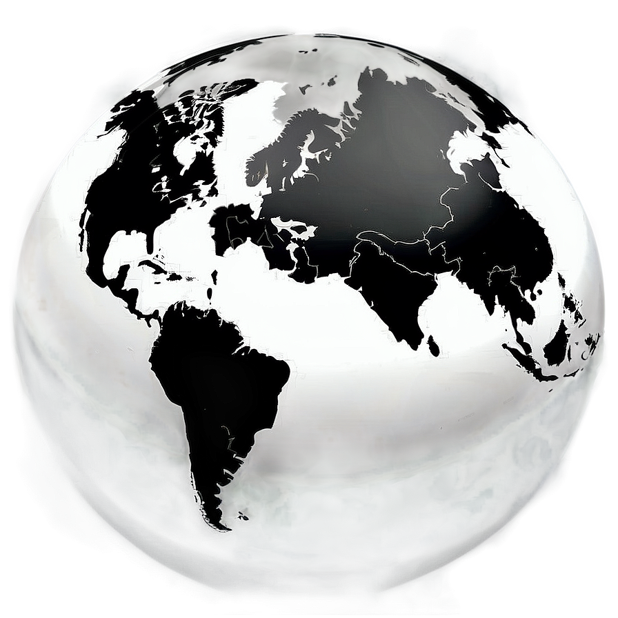 Black And White World Map Globe Png 06282024