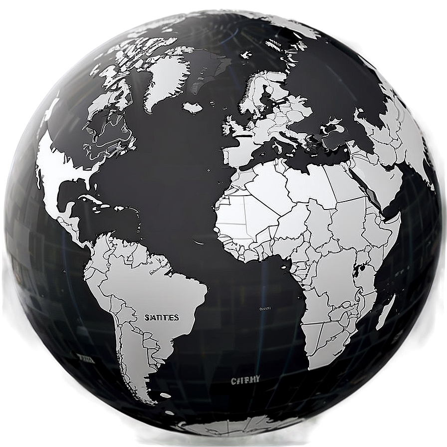 Black And White World Map Globe Png Nnx