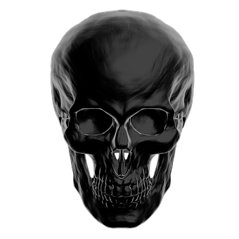Black Background Human Skull PNG with transparent background