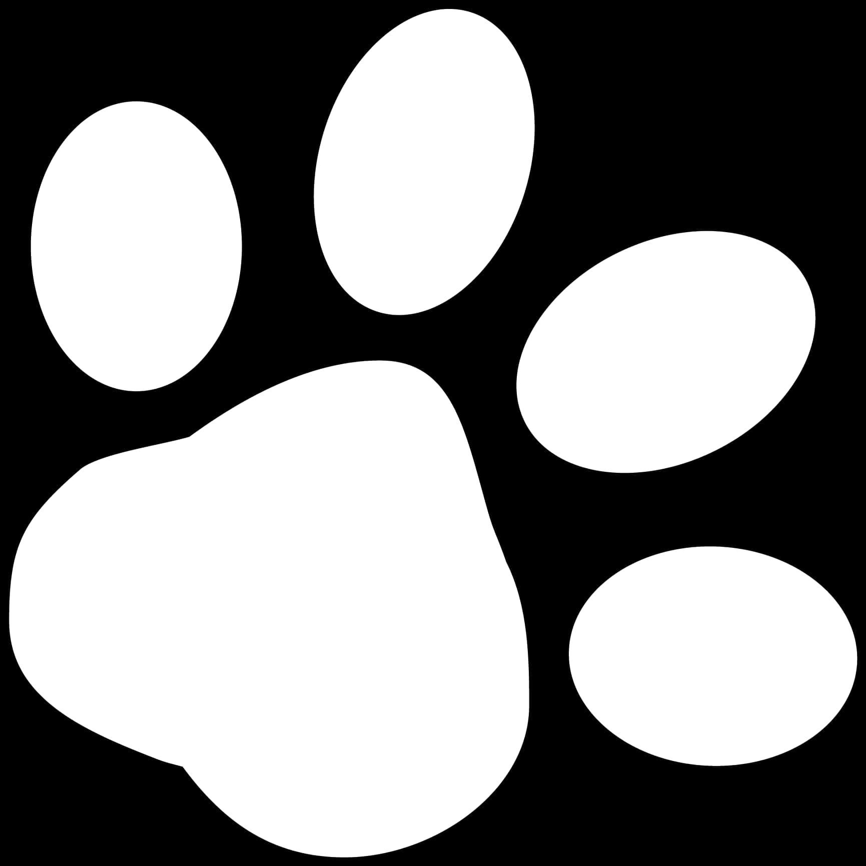 Black Background White Paw Print