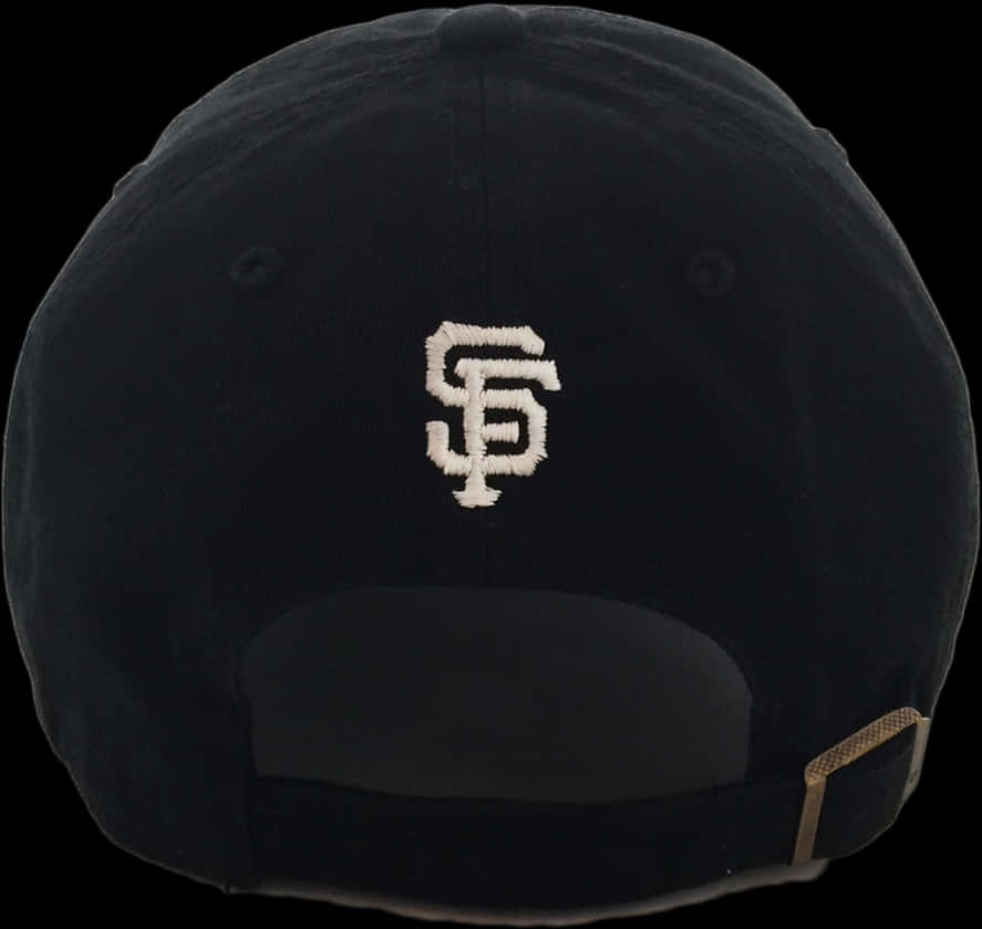 Black Baseball Cap S F Logo PNG with transparent background