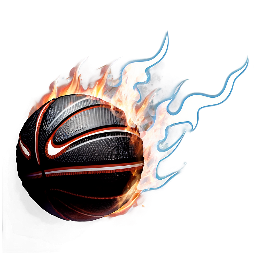 Black Basketball With Flames Png Sul