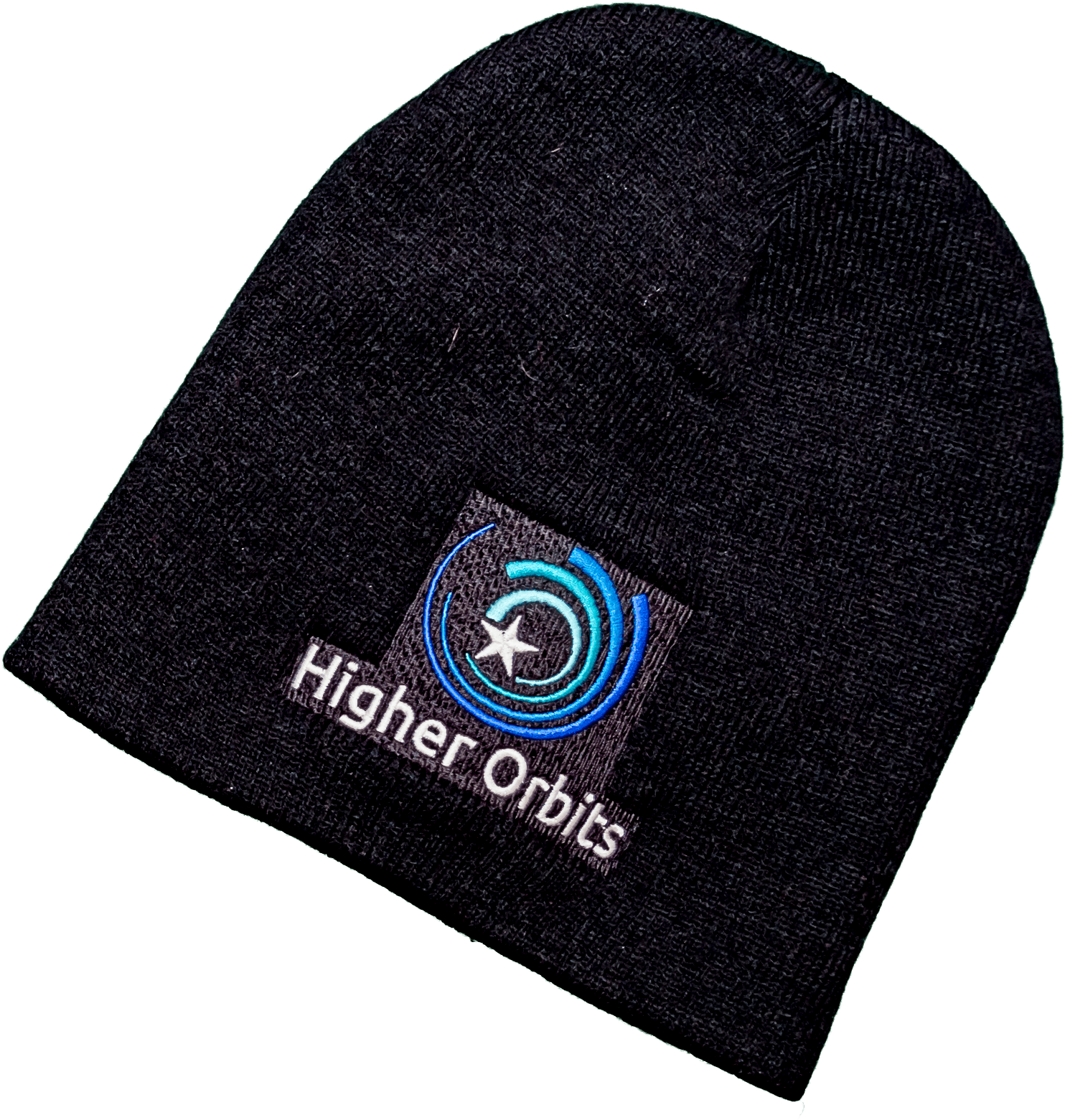 Black Beanie Higher Orbits Logo