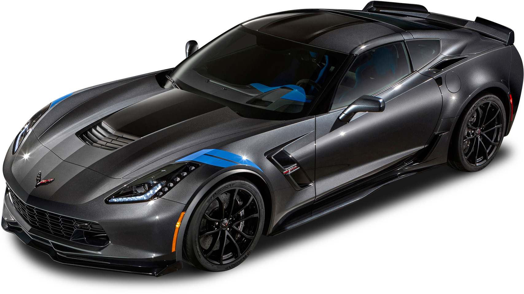 Black Blue Sports Car PNG with transparent background