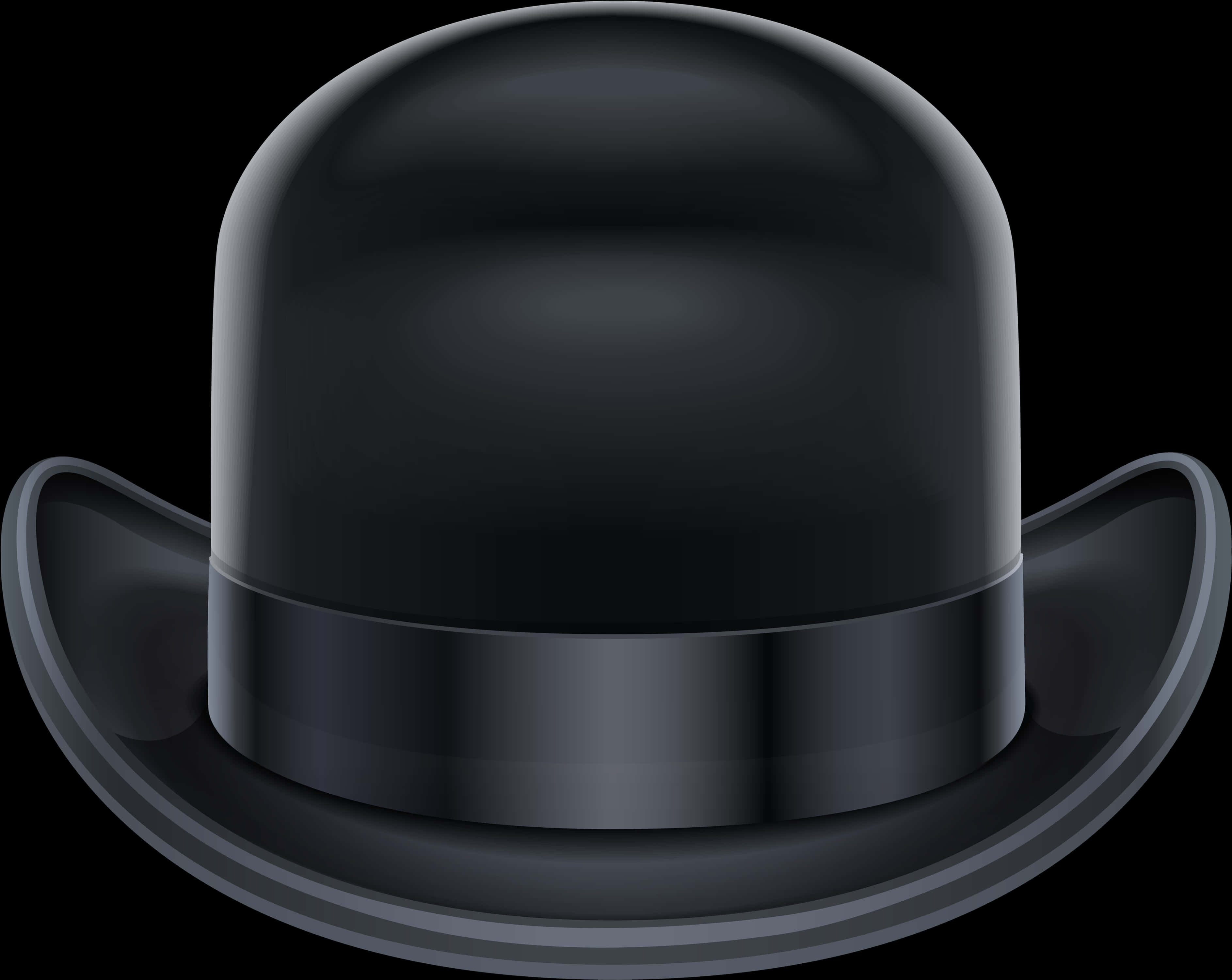 Black Bowler Hat Illustration PNG with transparent background