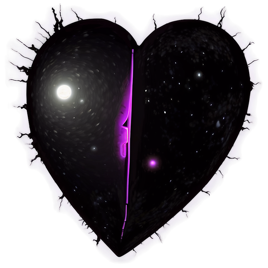 Black Broken Heart In Space Png 06252024