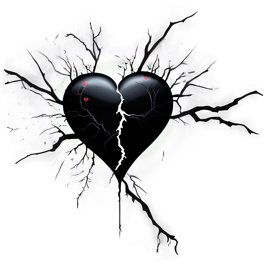 Black Broken Heart Tattoo Design Png Iyf