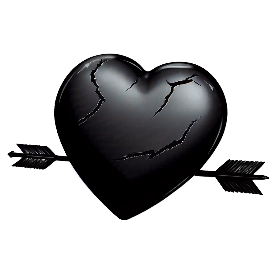 Black Broken Heart With Arrow Png 06252024