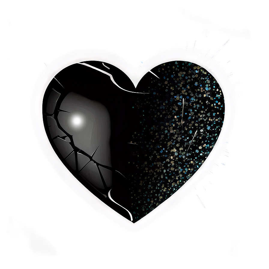 Black Broken Heart With Glitter Png 91