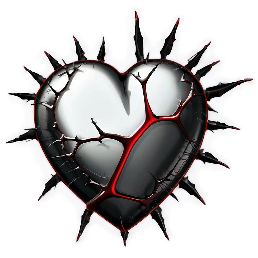 Black Broken Heart With Thorns Png 06252024