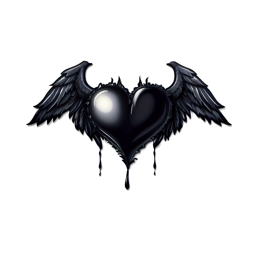 Black Broken Heart With Wings Png 1