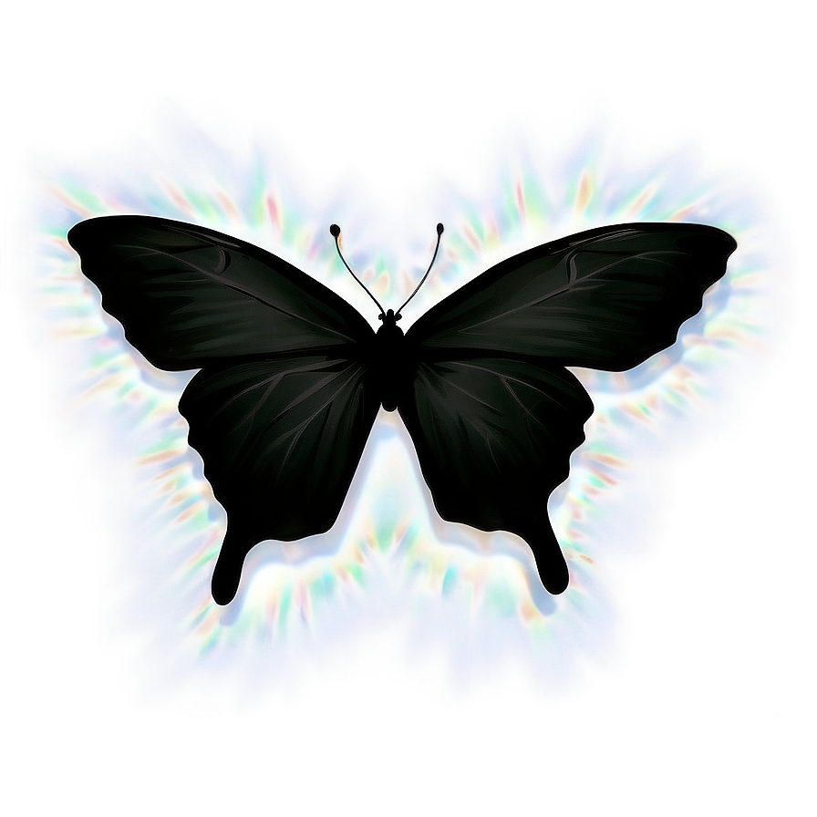 Black Butterfly Silhouette With Glowing Edges Png 38