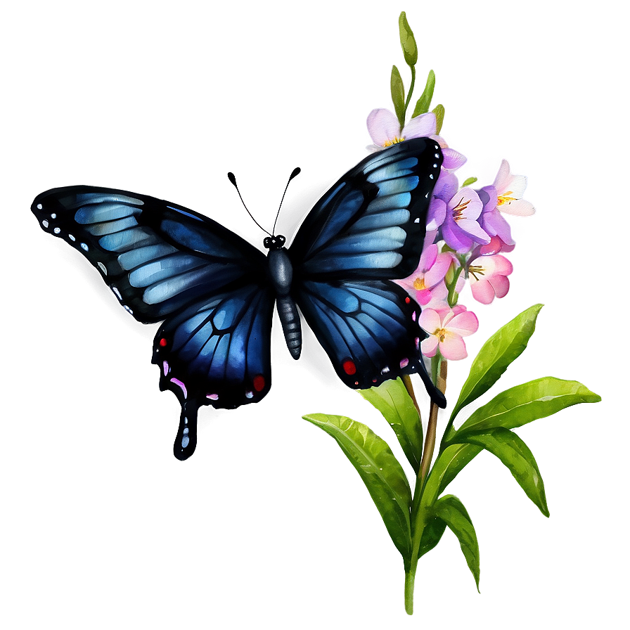 Black Butterfly Watercolor Png 06252024