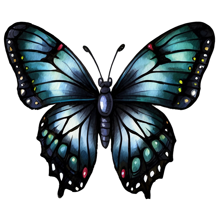 Black Butterfly Watercolor Png Vum