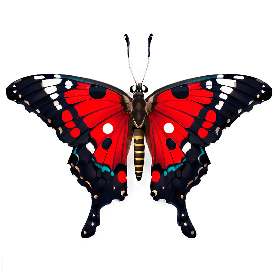 Black Butterfly With Red Spots Png Ucx28