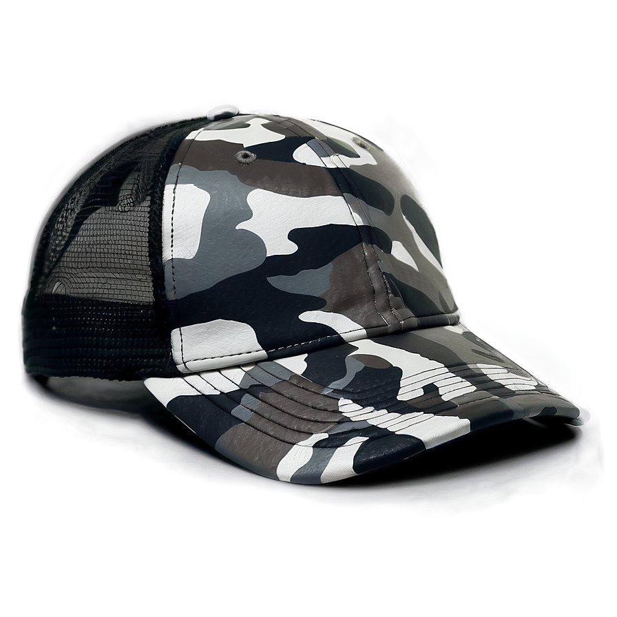 Black Camo Trucker Hat Png 06282024