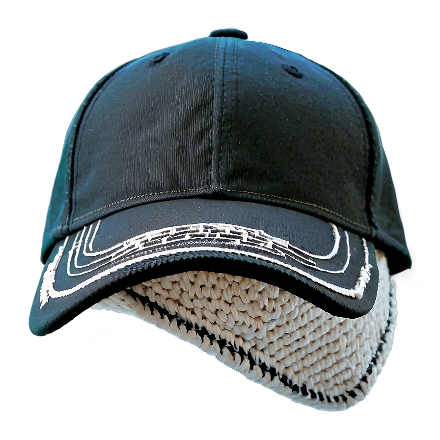 Black Cap With Embroidery Png 06122024