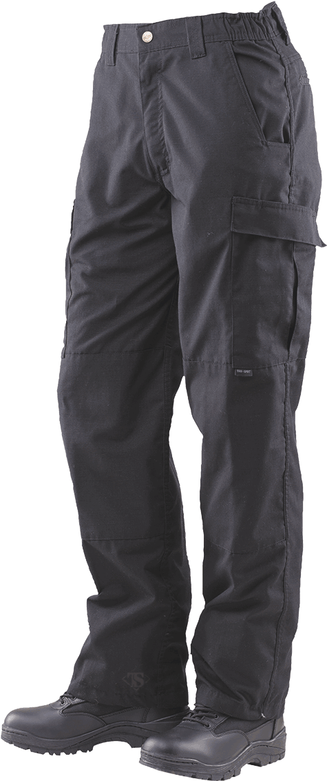 Black Cargo Work Pants PNG with transparent background