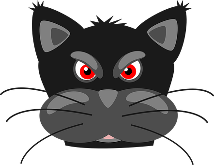 Black Cat Cartoon Red Eyes