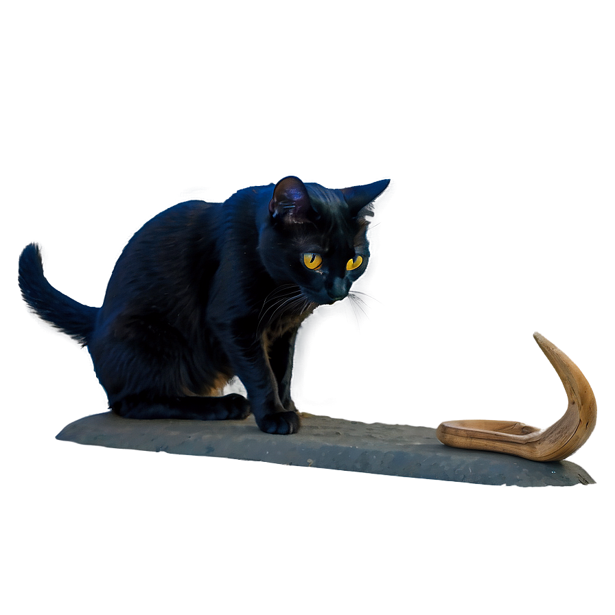 Black Cat Crouching Png Hty