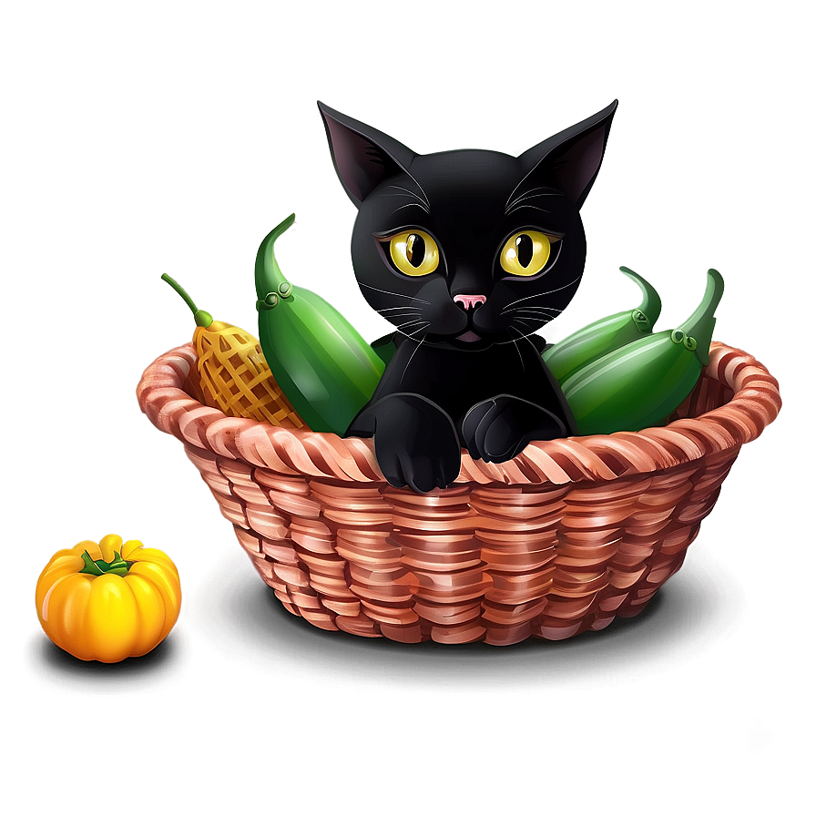 Black Cat In Basket Png Vyc