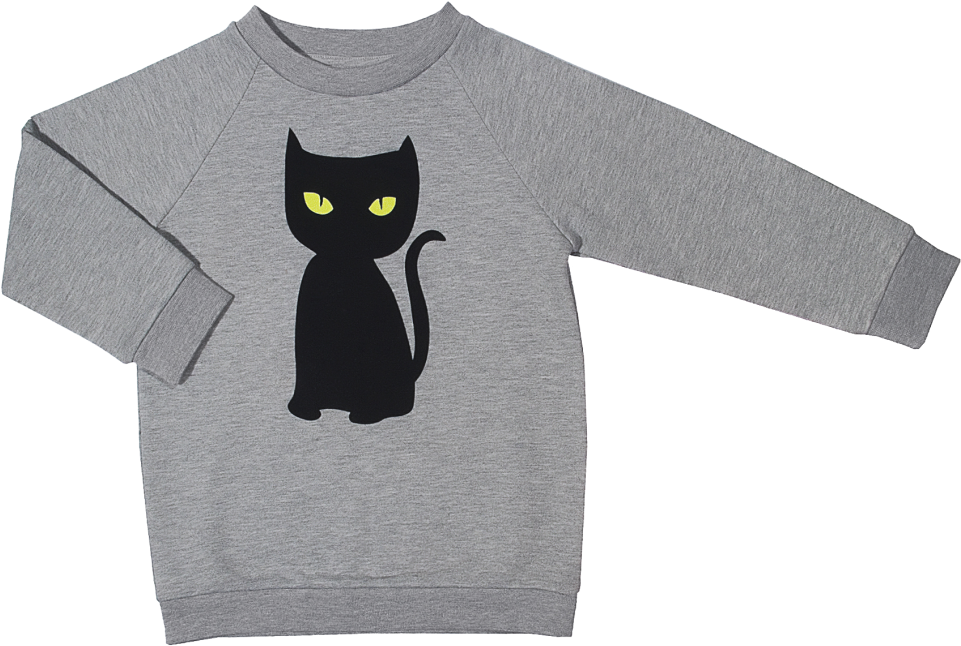 Little Man Happy Black Cat Basic Sweater - Black Cat, HD Png Download PNG with transparent background