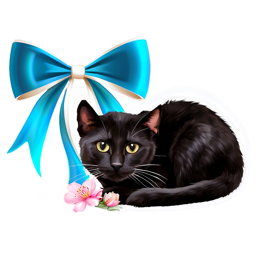 Black Cat With Bow Png 37