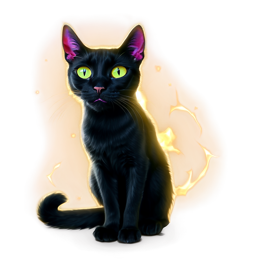 Black Cat With Glowing Eyes Png 05232024