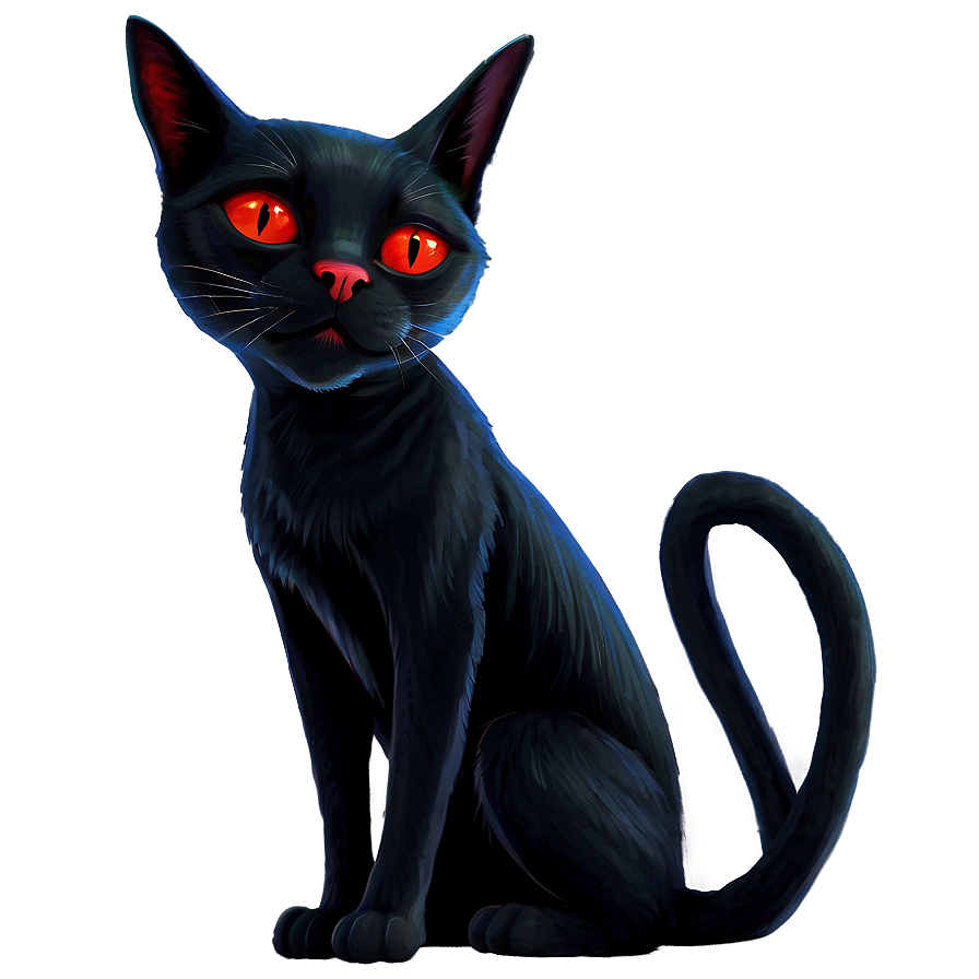 Black Cat With Red Eyes Png 05232024