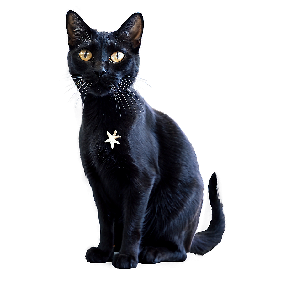 Black Cat With Stars Png 05232024