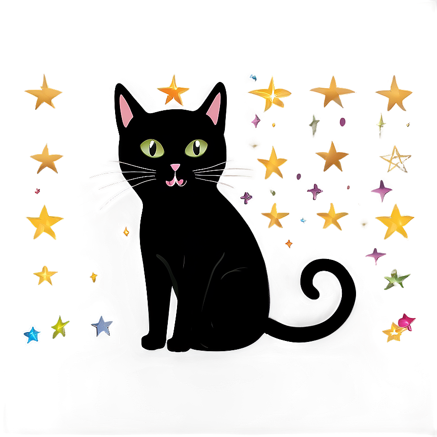 Black Cat With Stars Png Cbp29