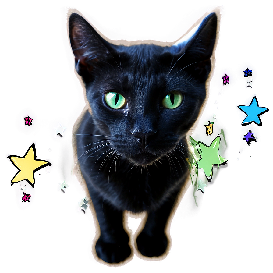 Black Cat With Stars Png Oqk5