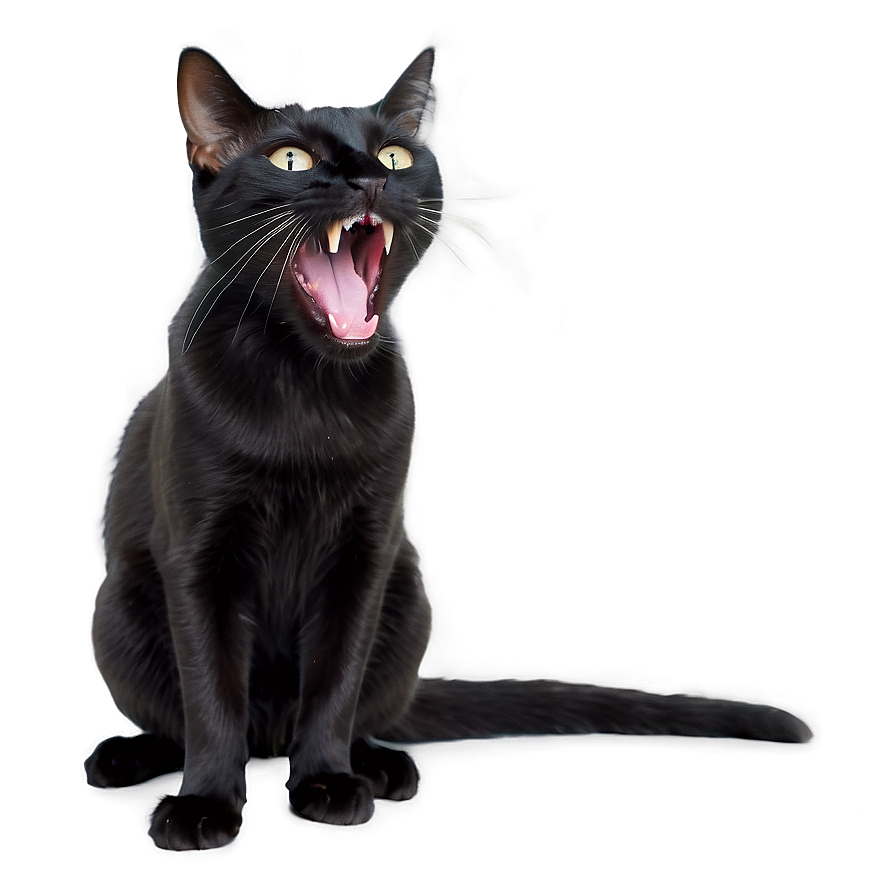 Black Cat Yawning Png Pyw