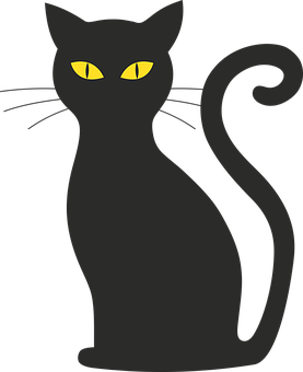 Black Cat Yellow Eyes Graphic