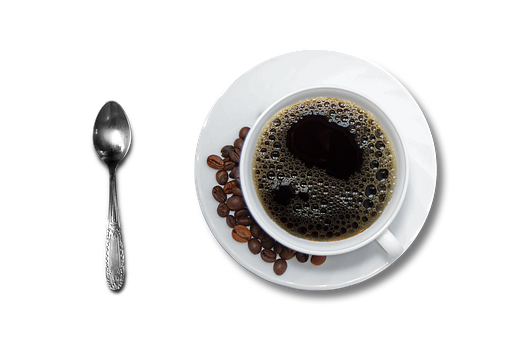 Black Coffee Beans Spoon Top View