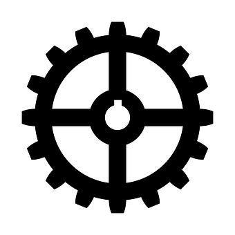 Black Cogwheel Icon PNG with transparent background