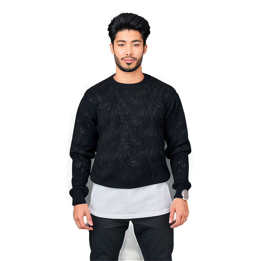 Black Crew Neck Sweater Png 91