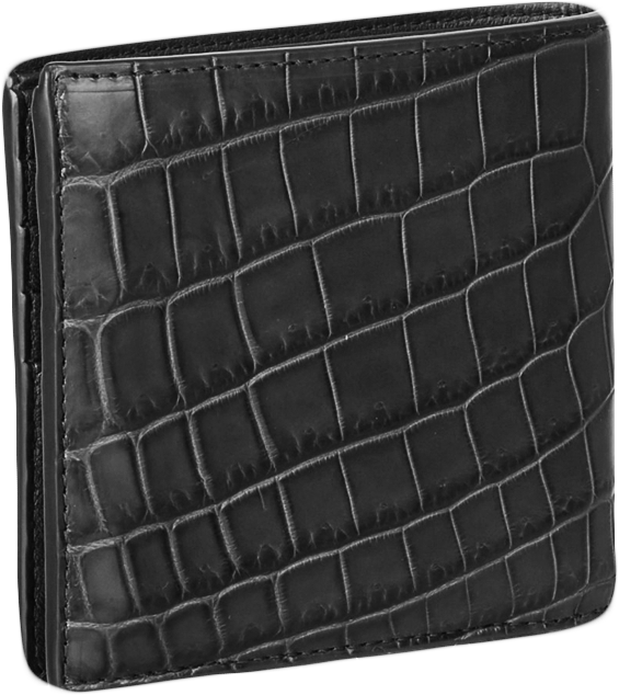 Black Crocodile Embossed Leather Wallet PNG with transparent background