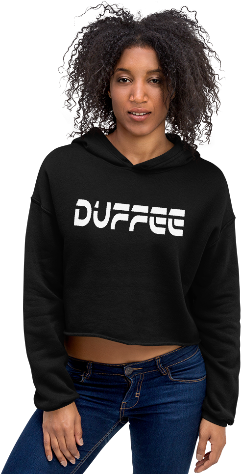 Black Crop Top Hoodie Model