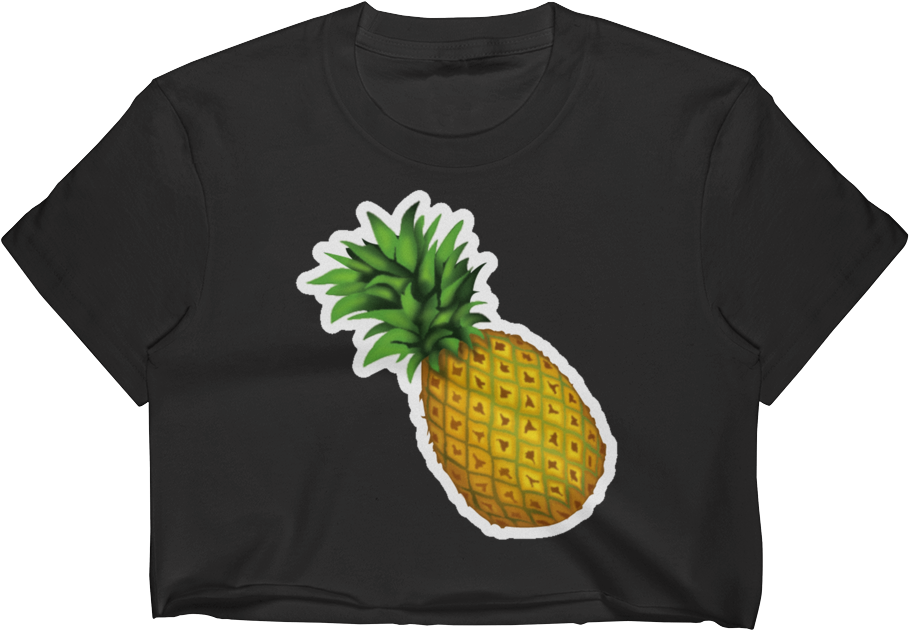 Black Crop Top With Pineapple Design