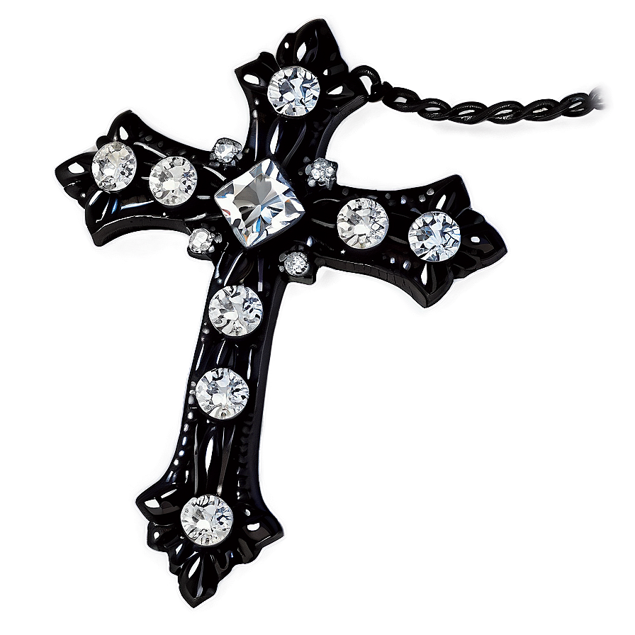 Black Cross With Diamonds Png 05242024