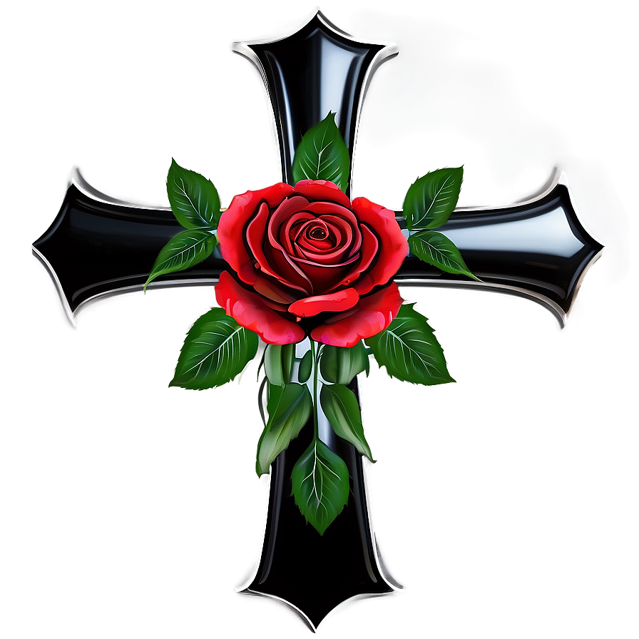 Black Cross With Roses Png 79