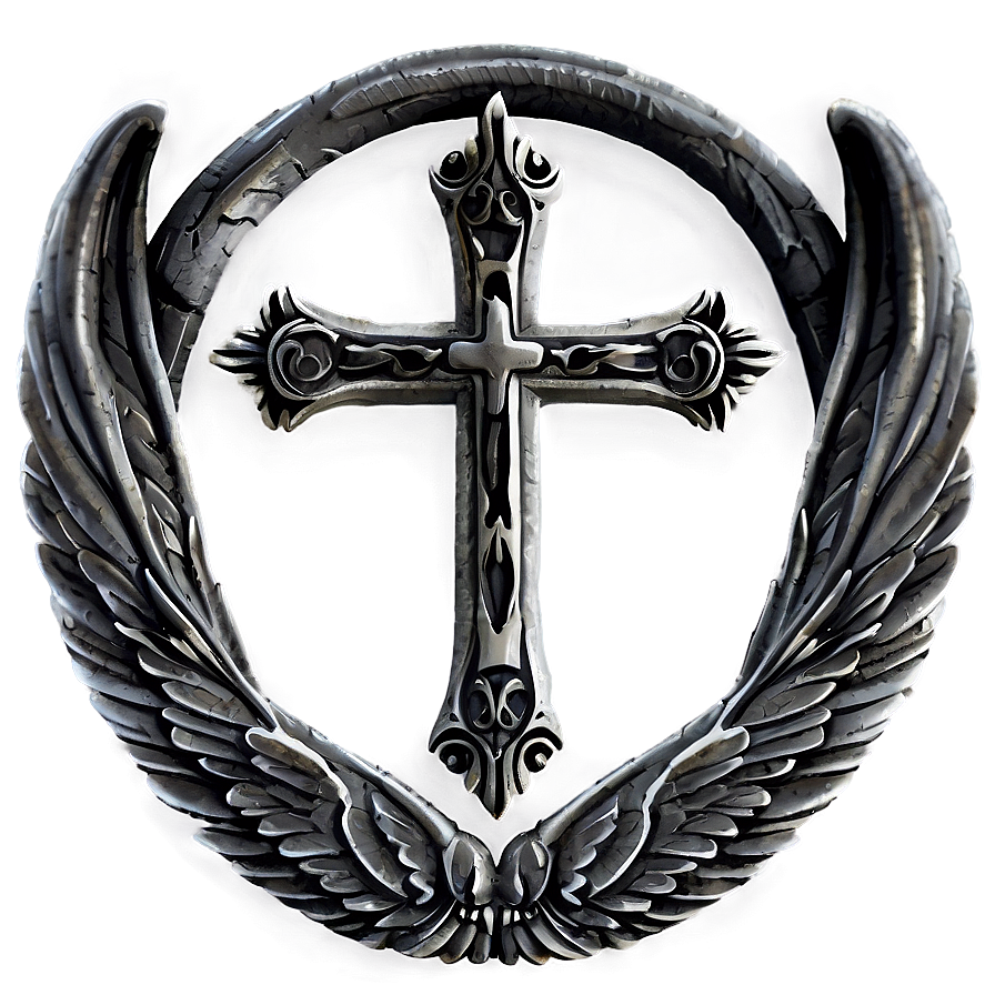 Black Cross With Wings Png 16