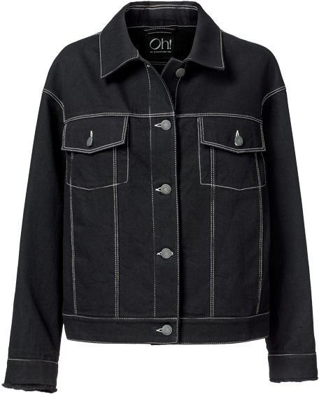 Black Denim Jacket Product Image PNG with transparent background