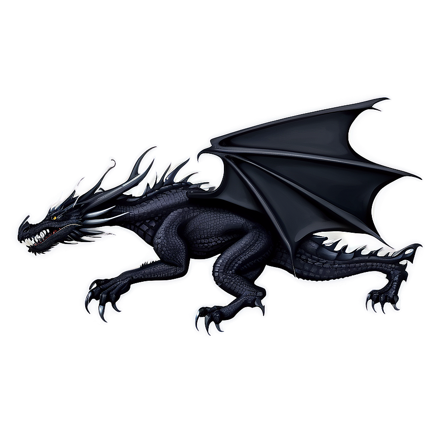 Black Dragon In Stormy Sky Png Mxw