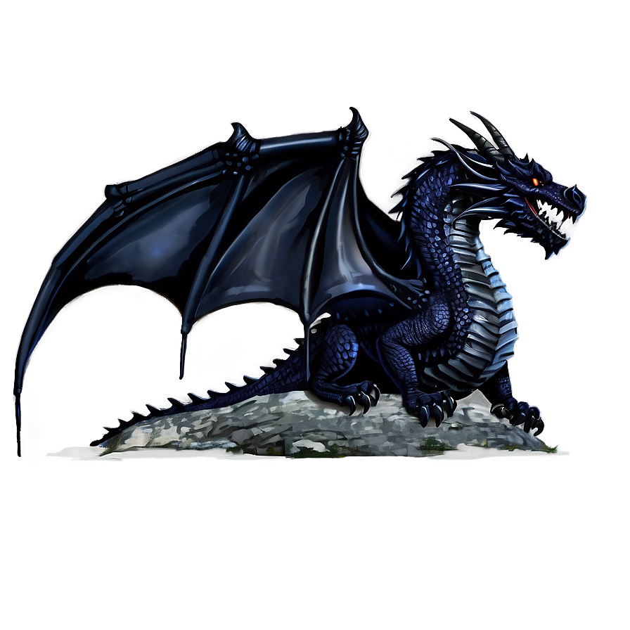 Black Dragon On Mountain Peak Png Lhx