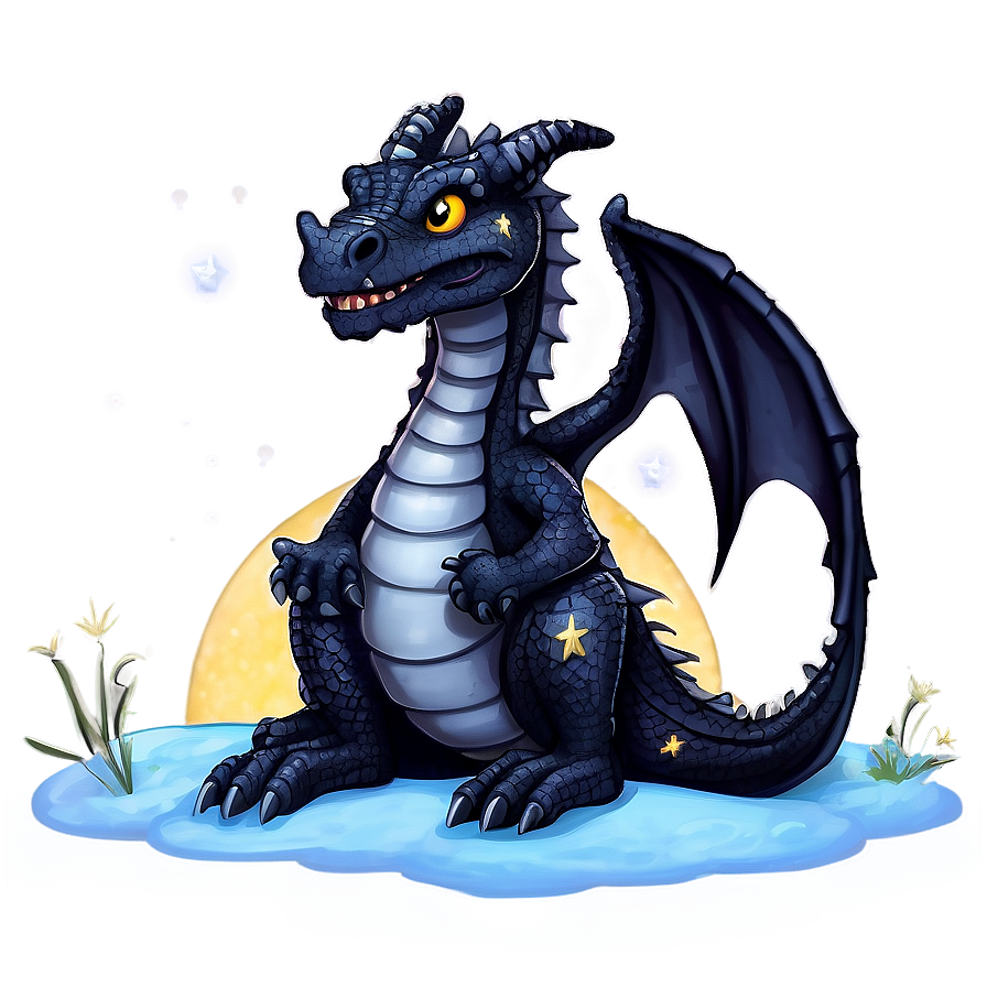 Black Dragon Under Starry Night Png 72