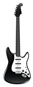 Black Electric Guitar Vector PNG with transparent background