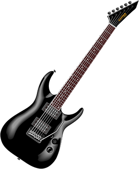 Black Electric Guitar PNG with transparent background
