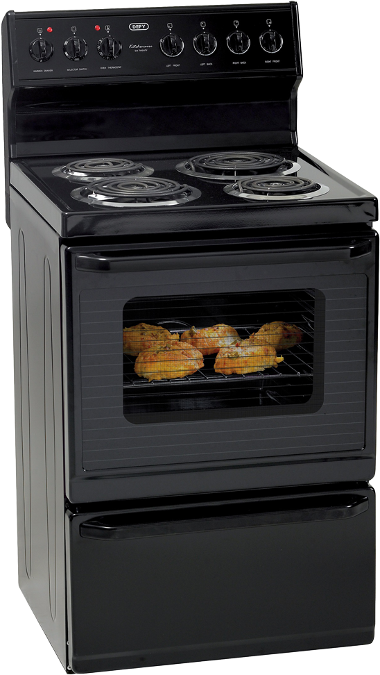 Black Electric Range Stove With Chicken